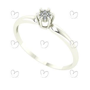 Anel Chuveiro Coroa com Diamante Ouro Branco 18k