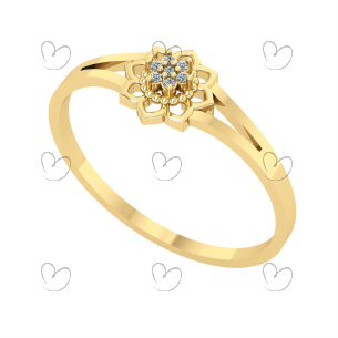 Anel Flor Pavê com Diamantes Ouro 18k