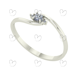 Anel Solitário com Diamante 3mm Tipo Navete Ouro 18k