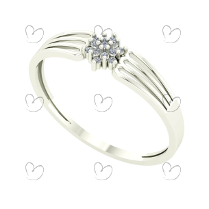 Anel Pave Flor com Diamante Ouro Branco 18k