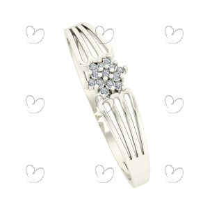 Anel Pave Flor com Diamante Ouro Branco 18k