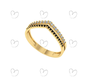 Anel Aro Duplo em V Bicolor Ouro 18k