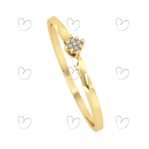 Anel Chuveiro Aro Torcido com Diamante Ouro 18k