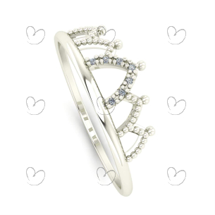 Anel Coroa com Diamante Ouro 18k