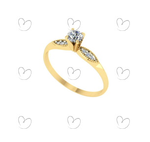 Anel Solitário com 7 Zircônias Ouro 18k