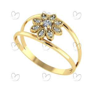 Anel Girassol Pequeno Ouro 18k