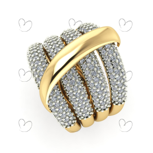 Anel Pavê Quatro Aros com Zircônias Cravejadas Ouro 18k