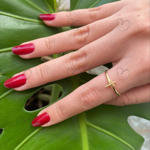 Anel Cruz com Bolinhas Ouro 18k