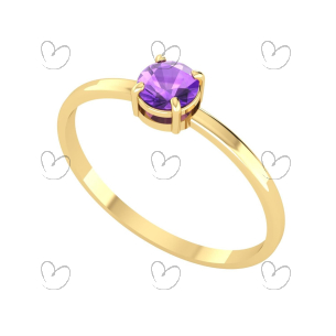 Anel Solitário com Pedra Natural 4.5mm Ouro 18k