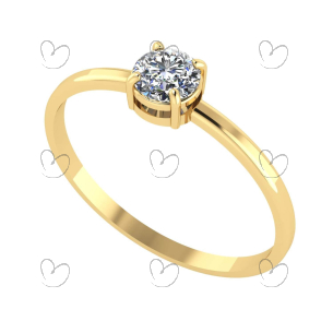 Anel Solitário com Pedra 4.5mm Zircônia Ouro 18k