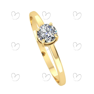 Anel Solitário com Pedra 4.5mm Zircônia Ouro 18k