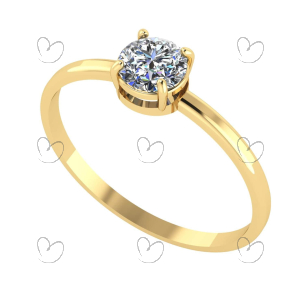 Anel Solitário com Zircônia 5mm Ouro 18k