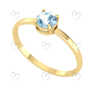 Anel Solitário com Pedra Natural 5mm e Aro Liso Ouro 18k