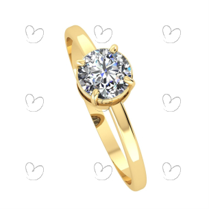 Anel Solitário com Pedra Natural 5.5mm Ouro 18k