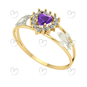 Anel Formatura Letras Coração Pequeno Ouro 18k