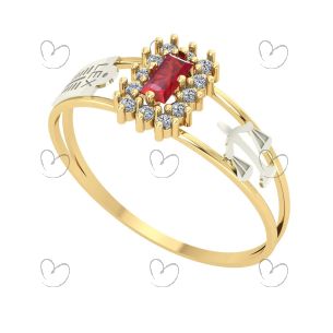 Anel Formatura Baguete Direito Ouro 18k