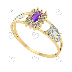 Anel Formatura Baguete Letras Ouro 18k