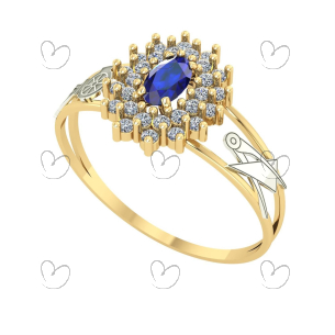 Anel Formatura Oval Grande 2 Fileiras Engenharia Civil Ouro 18k