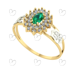 Anel Formatura Oval Grande 2 Fileiras Nutrição Ouro 18k