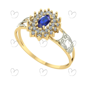 Anel Formatura Oval Grande 2 Fileira Psicologia Ouro 18k