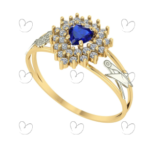 Anel Formatura Coração 2 Fileiras Engenharia Civil Ouro 18k