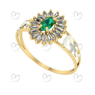 Anel Formatura Pizza Oval Enfermagem Ouro 18k