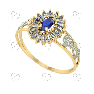 Anel Formatura Pizza Oval Engenharia Civil Ouro 18k