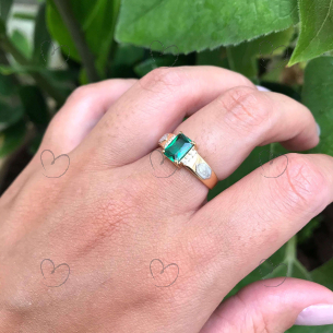 Anel Formatura Retangular Medicina Veterinária Ouro 18k