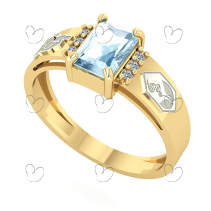 Anel Formatura Retangular Biologia Ouro 18k