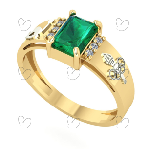 Anel Formatura Retangular Educação Física Ouro 18k