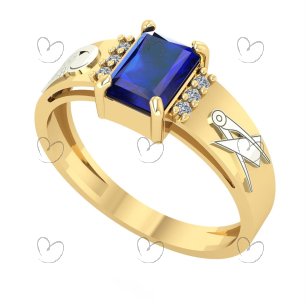 Anel Formatura Retangular Engenharia Química Ouro 18k