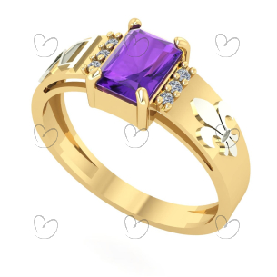 Anel Formatura Retangular História Ouro 18k