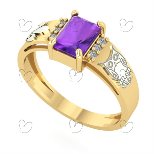 Anel Formatura Retangular Letras Ouro 18k