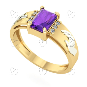 Anel Formatura Retangular Moda Ouro 18k