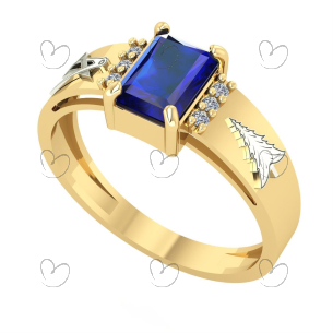 Anel Formatura Retangular Arquitetura Ouro 18k