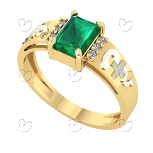 Anel Formatura Retangular Enfermagem Ouro 18k