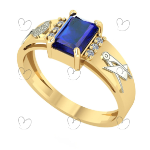 Anel Formatura Retangular Engenharia Civil Ouro 18k