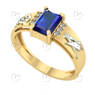 Anel Formatura Retangular Engenharia Mecânica Ouro 18k