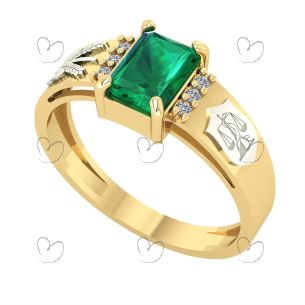 Anel Formatura Retangular Nutrição Ouro 18k