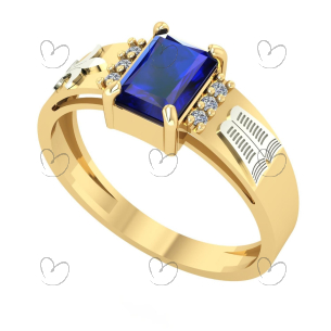 Anel Formatura Retangular Pedagogia Ouro 18k