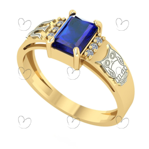 Anel Formatura Retangular Psicologia Ouro 18k