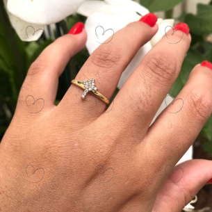 Anel Cruz com ZIrcônia Ouro 18k