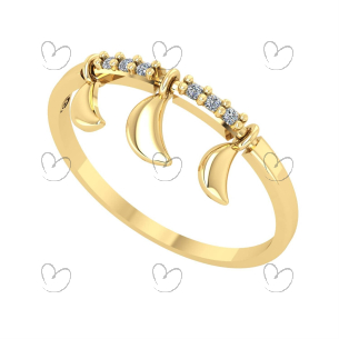 Anel Pingente com Lua com Zircônia Ouro 18k