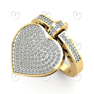 Anel Com Pingente de Coração com Diamantes Ouro 18k
