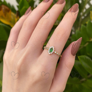 Anel Navete Grande Formatura Aro com Pedras Enfermagem Ouro 18k