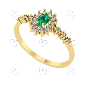 Anel Oval Formatura Aro com Pedras Fisioterapia Ouro 18k