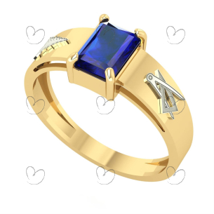 Anel Formatura Retangular 5x7mm Arquitetura Ouro 18k