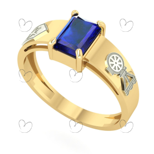 Anel Formatura Retangular 5x7mm Engenharia Agronômica Ouro 18k