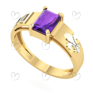 Anel Formatura Retangular 5x7mm História Ouro 18k