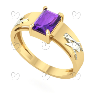 Anel Formatura Retangular 5x7mm Moda Ouro 18k